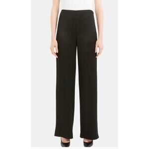 Theory Pant Flat Front Bootcut Leg Career Office Work Trousers Black 10